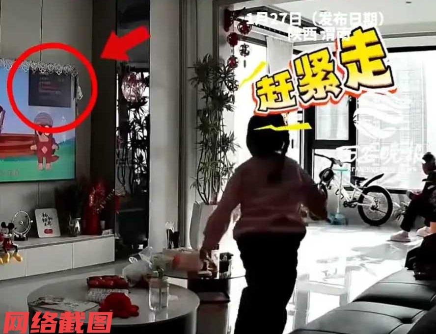 陕西渭南有名七岁女孩正在家楼上看电视。

此刻女孩看到电视上有地震的预警消息，立