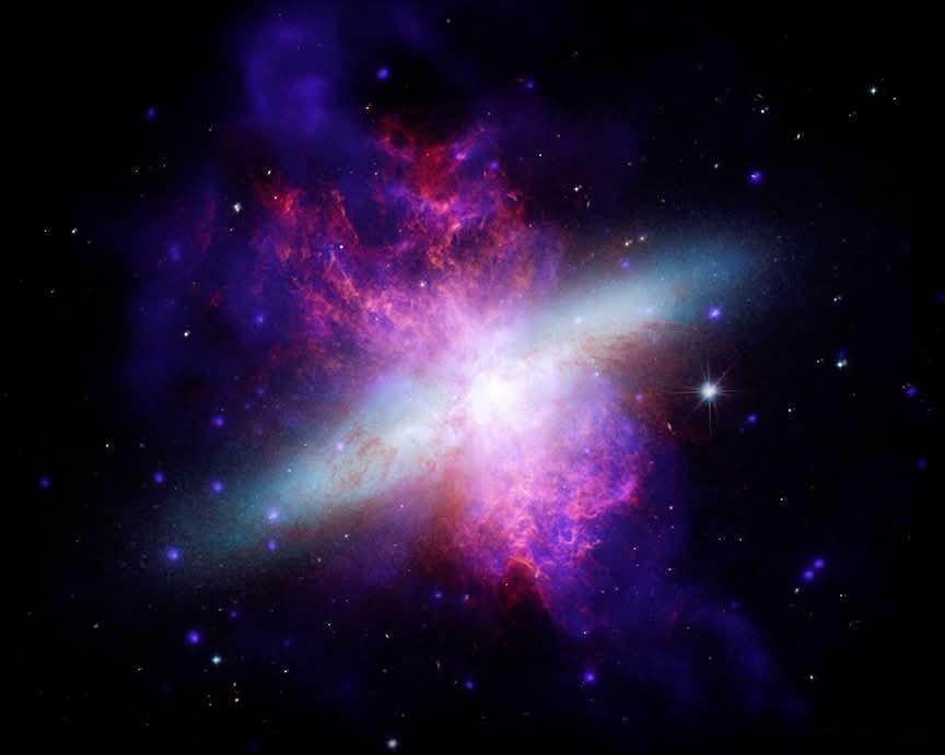 即使是星系也需要发泄。梅西耶82——雪茄星系——正处于与邻近星系引力碰撞的余波之