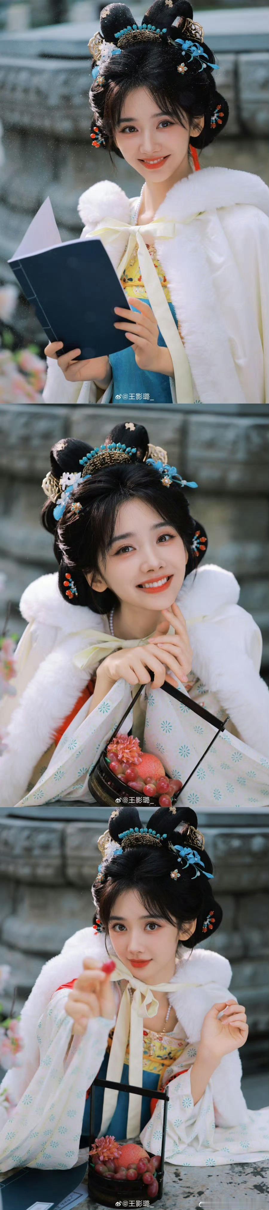 王影璐兔系古风少女 王影璐这造型太绝！发间活脱脱两只兔耳朵，抱蹴鞠甜笑的瞬间，心