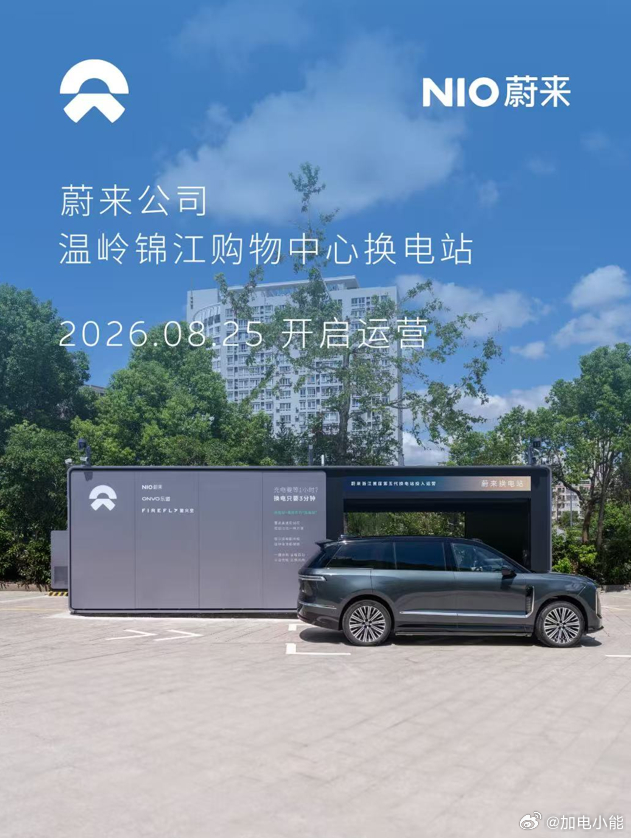 换电站是电动车的加油站蔚来换电站 | 温岭锦江购物中心 上线周边3公里覆盖6大核