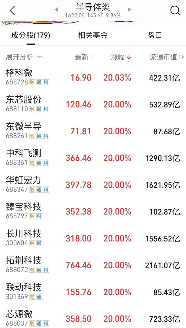 【这才是硬核科技该有的样子，全部20厘米涨停】今天半导体板块崛起，前期的下跌就为