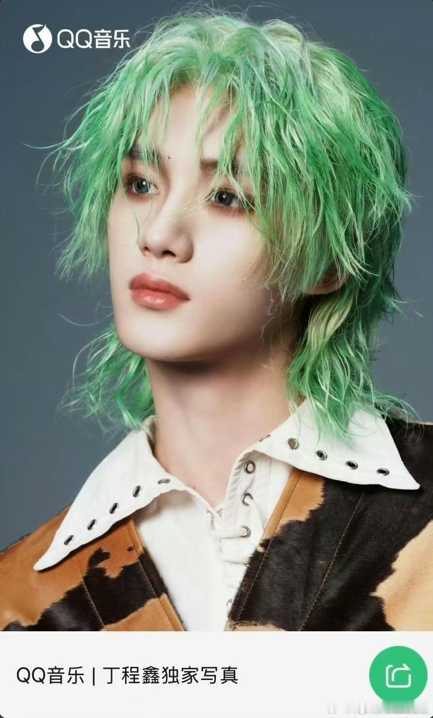 丁程鑫绿发狼尾丁程鑫绿卷毛丁程鑫绿发狼尾，帅，哇哦 