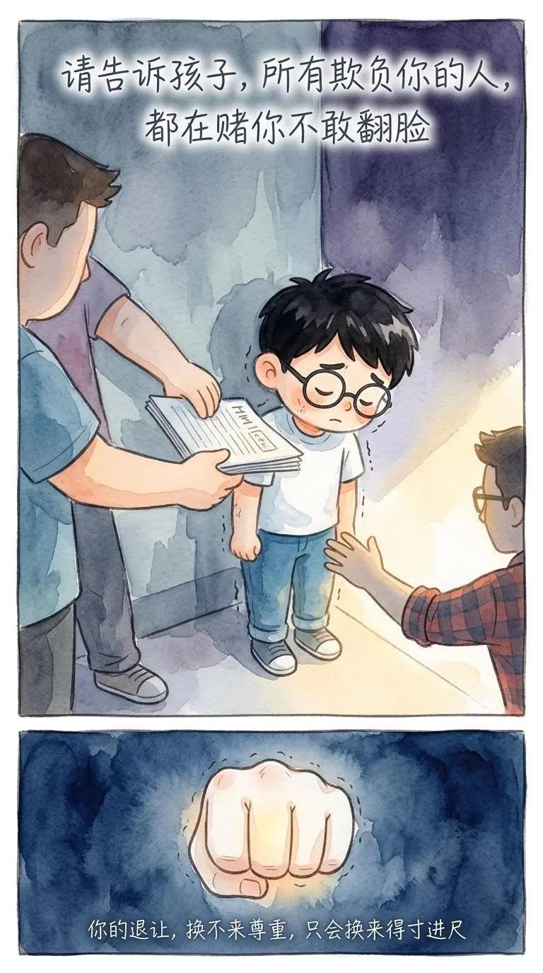 请告诉孩子，所有欺负你的人，都在赌你不敢翻脸，请转给更多的父母！
