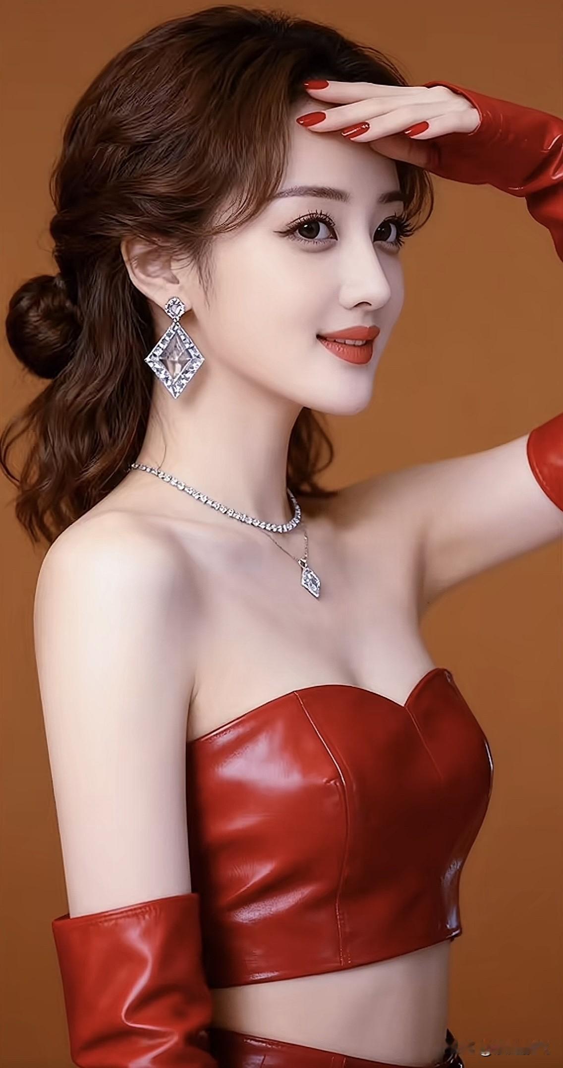 红衣少女，优雅迷人，时尚珠宝点缀，尽显魅力！💃💎红衣温柔少女 红衣花裙少女 