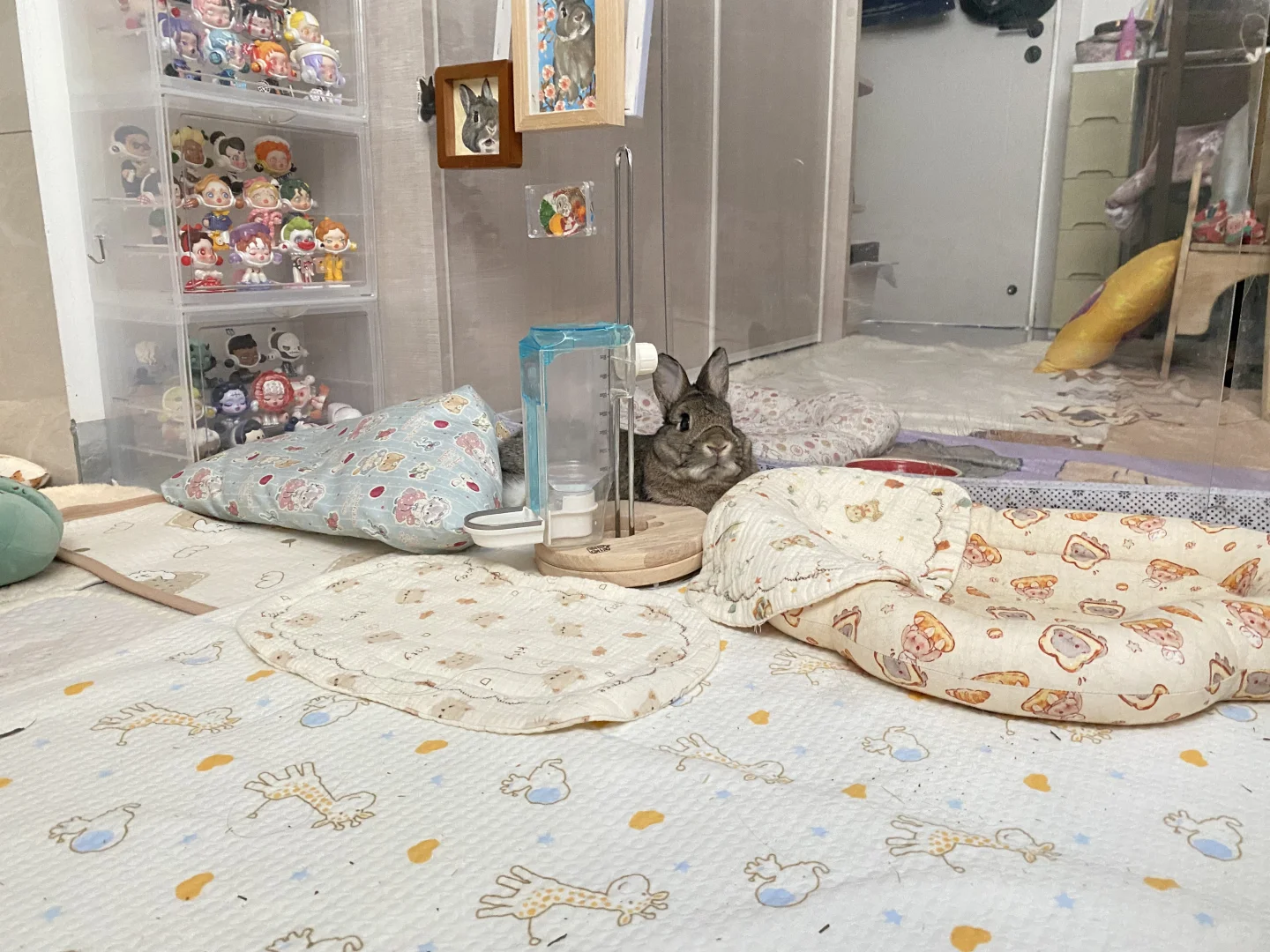 躲起来了
