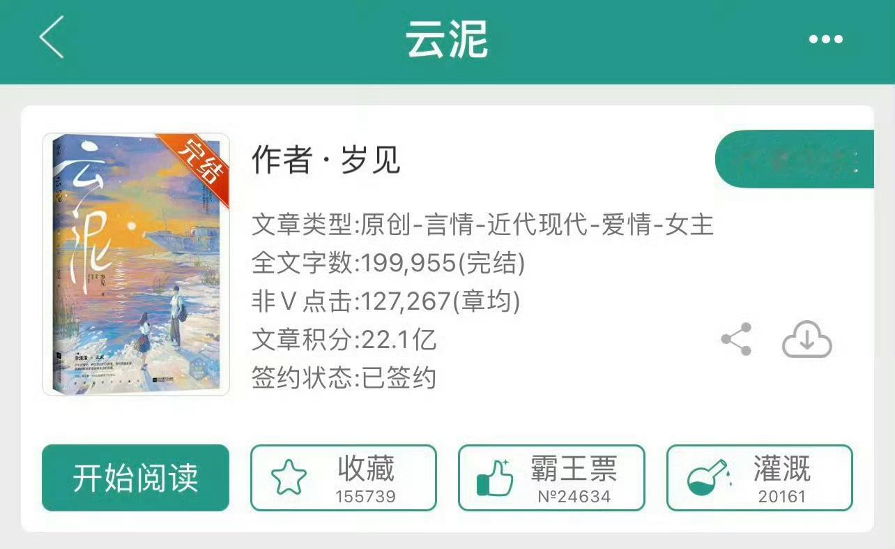 小说推荐：《云泥》作者:岁见简评：家道中落女主vs美强惨男主，双向暗恋，互相救赎