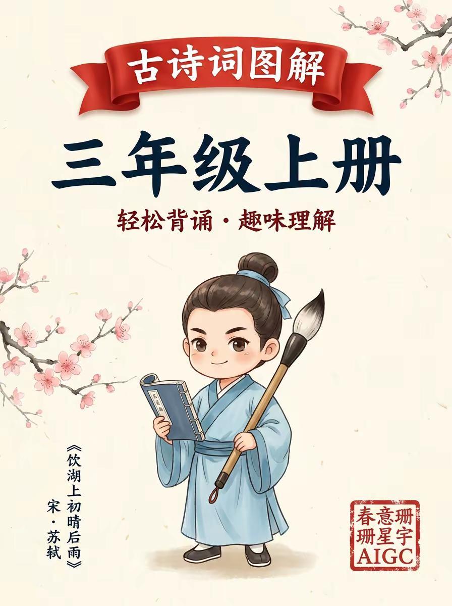 孩子背诗难？一张图搞定三年级古诗🔥。你家孩子背古诗还靠吼吗？三年级上册《饮湖上
