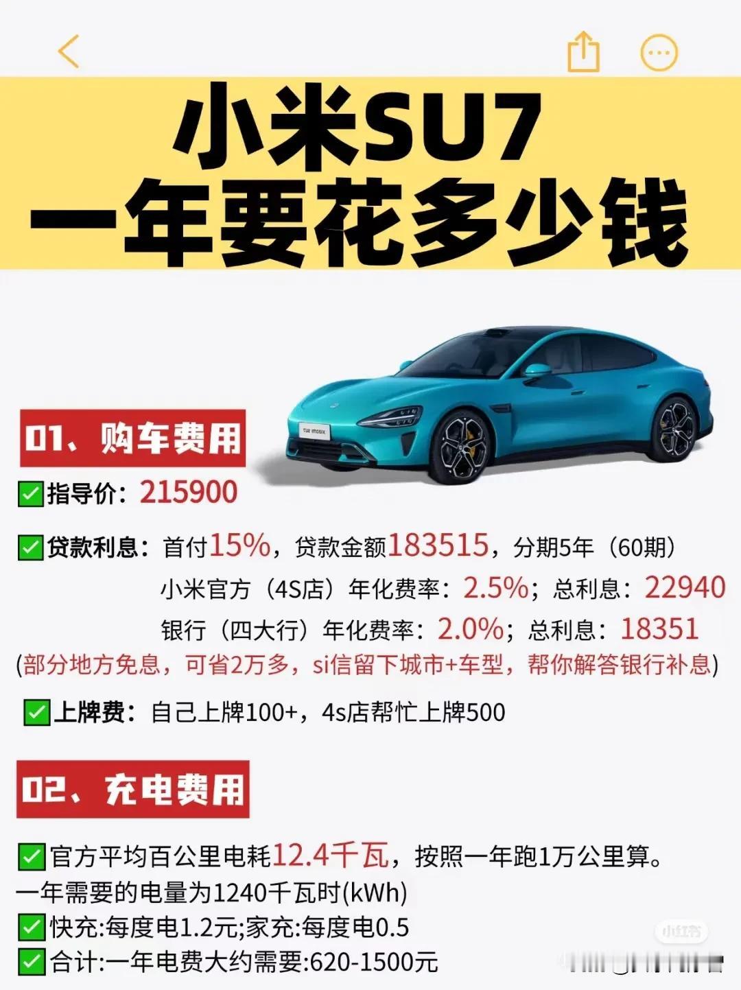 小米SUV7一年养车成本大揭秘