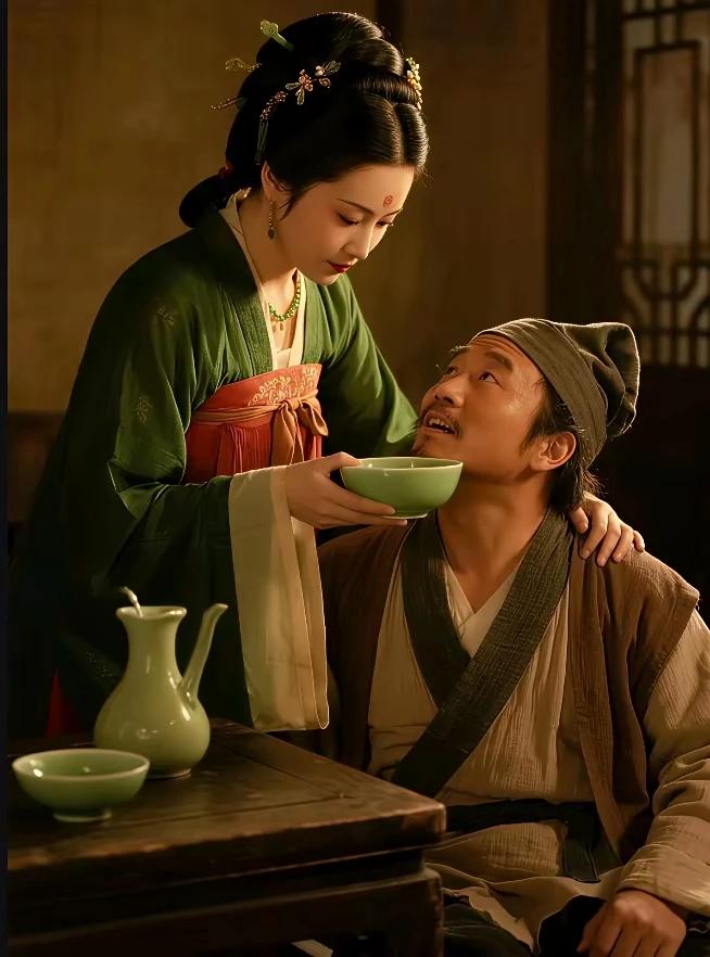 虽说大郎个矮小，
却把金莲当成宝，
哪知爱情皆付错，
世事无常没处说。