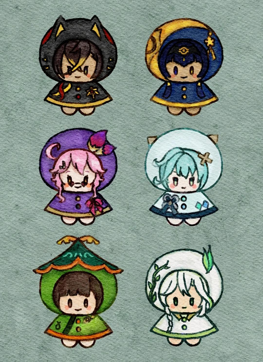 原神小雨衣——不织布图纸（须弥。）
⭐️！终于须弥组也画完了！
奈芙尔也是须弥人