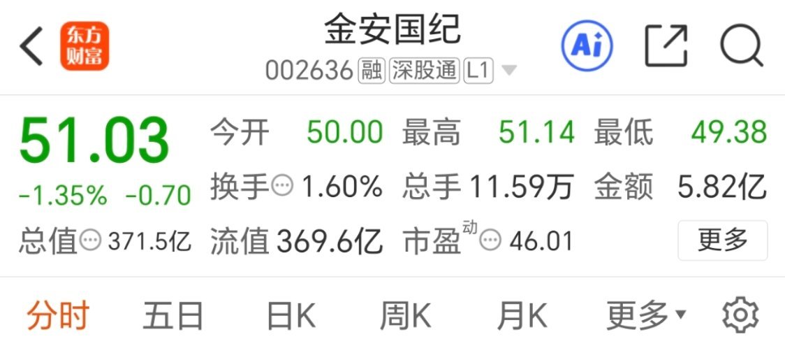 千里马 金安国纪 002636 逢低关注，静待花开