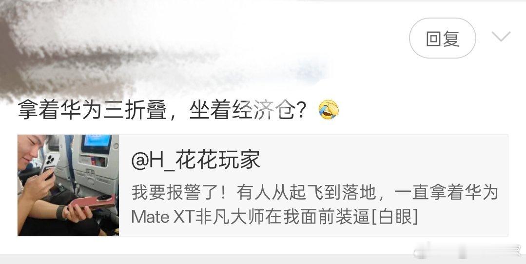 所以拿着华为三折，不能坐经济舱？[挖鼻]  ​​​