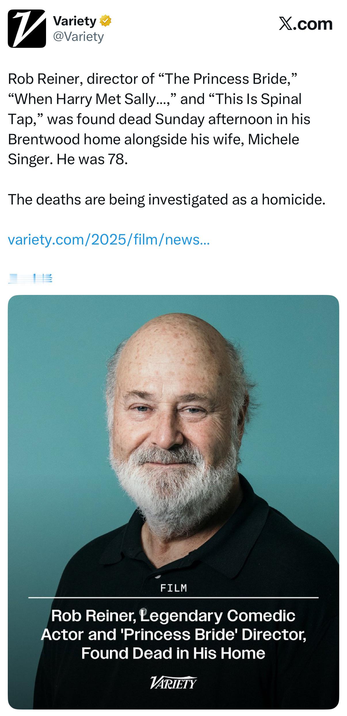 251214 好莱坞导演罗伯·莱纳/Rob Reiner及妻子米歇尔·辛格·莱纳