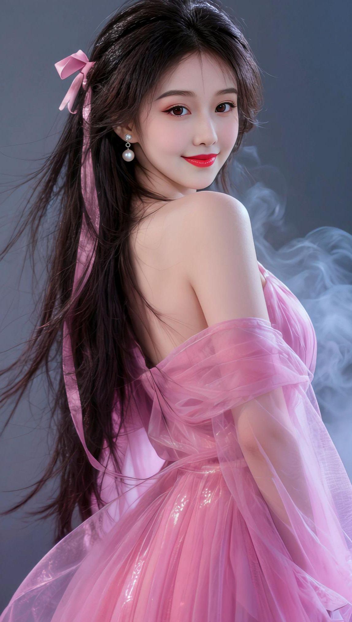 粉纱轻垂，眉眼弯弯，小模样藏着藏不住的温柔心事～💘
AI粉纱氛围感写真 AI写