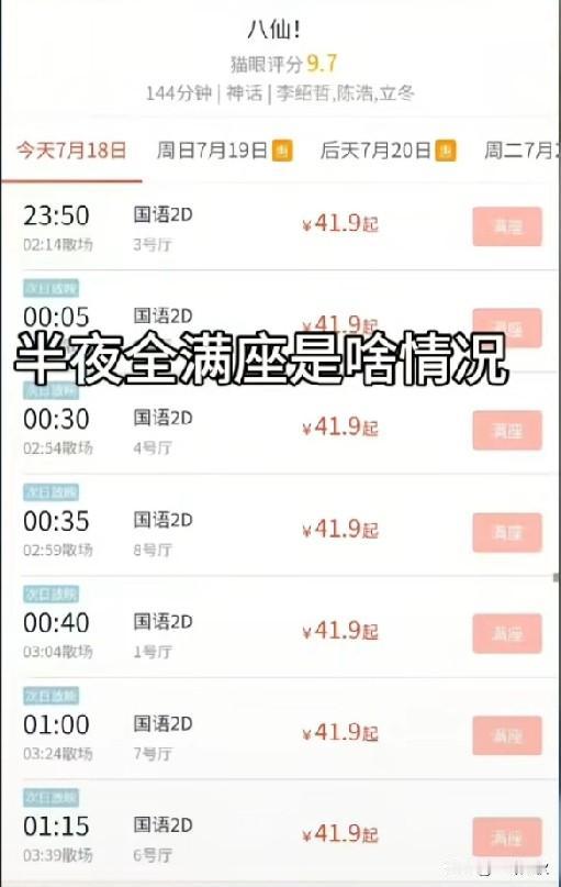 一部电影看社会百态
诡异的电影，白天人不多半夜人满坐，最高票价1000多元。猫眼