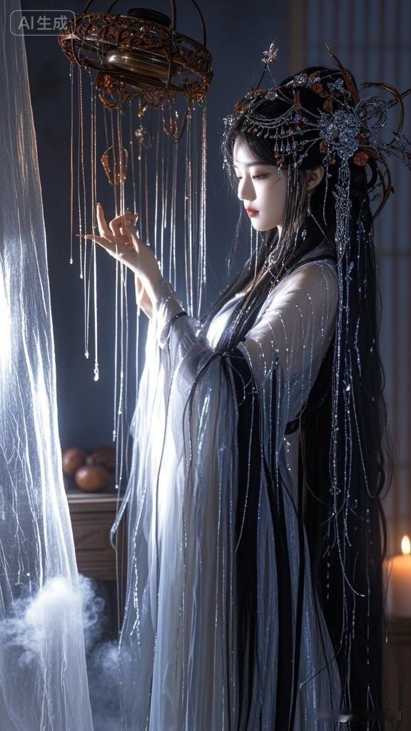 穿越时空的古典美人，一袭黑纱，韵味十足。