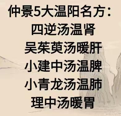 仲景 5 大温阳名方解析及与上热下寒病例的适配性
一、仲景 5 大温阳名方核心功