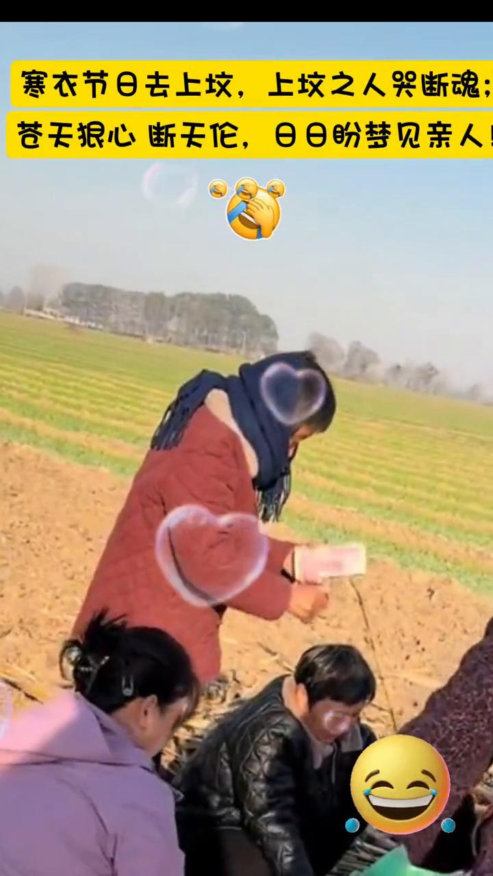 寒衣节日去上坟，上坟之人哭断魂。苍天狠心断天伦，日日盼梦见亲人。