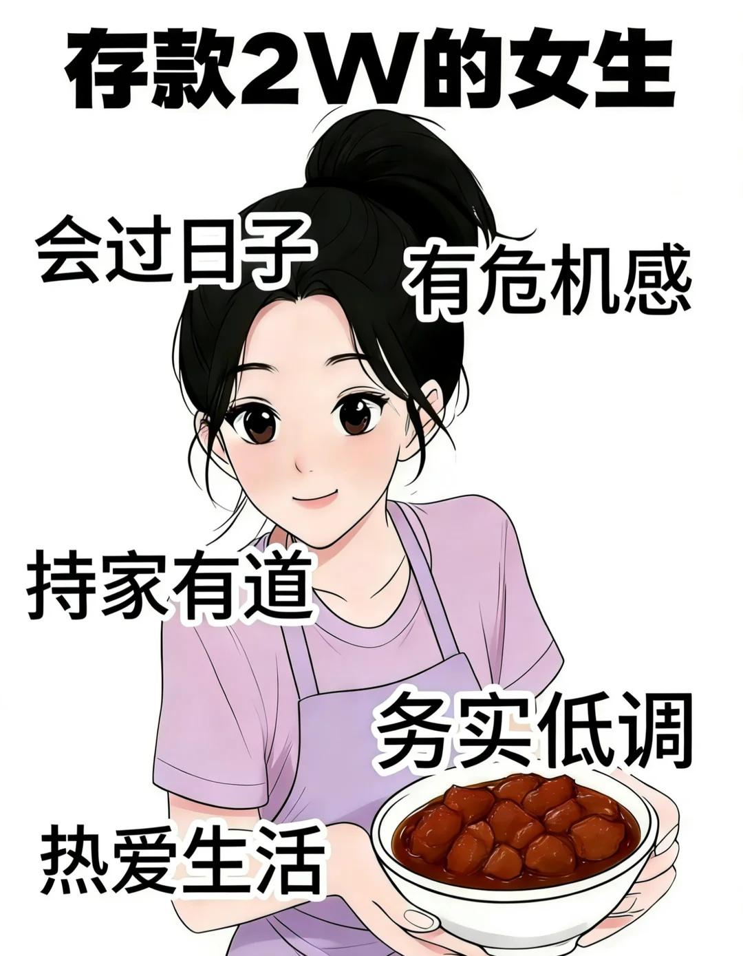不同存款的女孩生活状态⭐内容过于真实👀
存款2w的女生：很怕自己失业，自己做饭