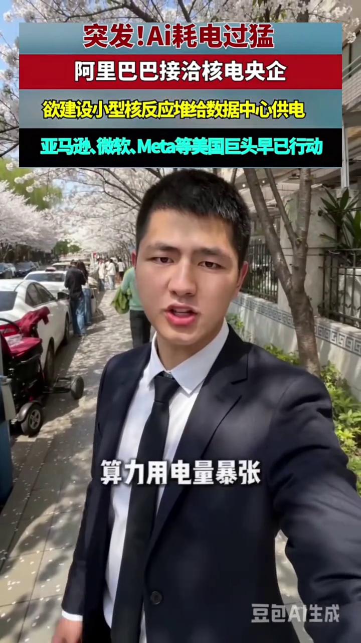 突发！AI耗电过猛，阿里巴巴接洽核电央企，欲建设小型核反应堆给数据中心供电。亚马