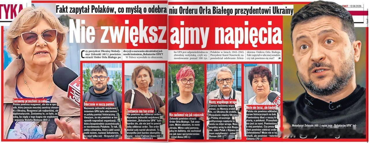 🇵🇱波兰报纸《Fakt》在华沙街头采访了路人，询问关于剥夺泽连斯基所获波兰最