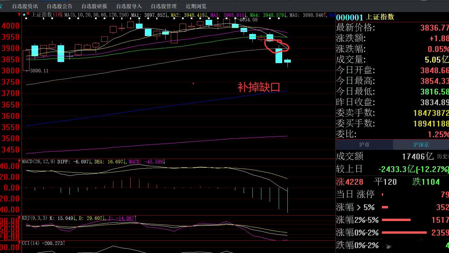 大盘指数压力位60日均线和跳空缺口，要是本周能回补缺口，收复60日均线，那么上升