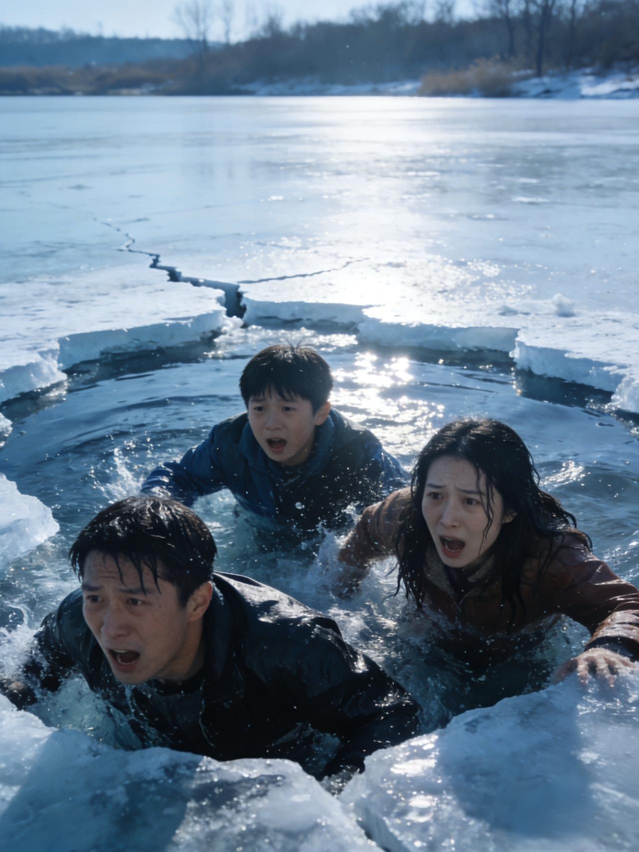 冰窟惊魂2分钟！天津父亲冻紫嘴唇托举妻儿，陌生人合力救人暖透寒冬

“咔嚓”一声