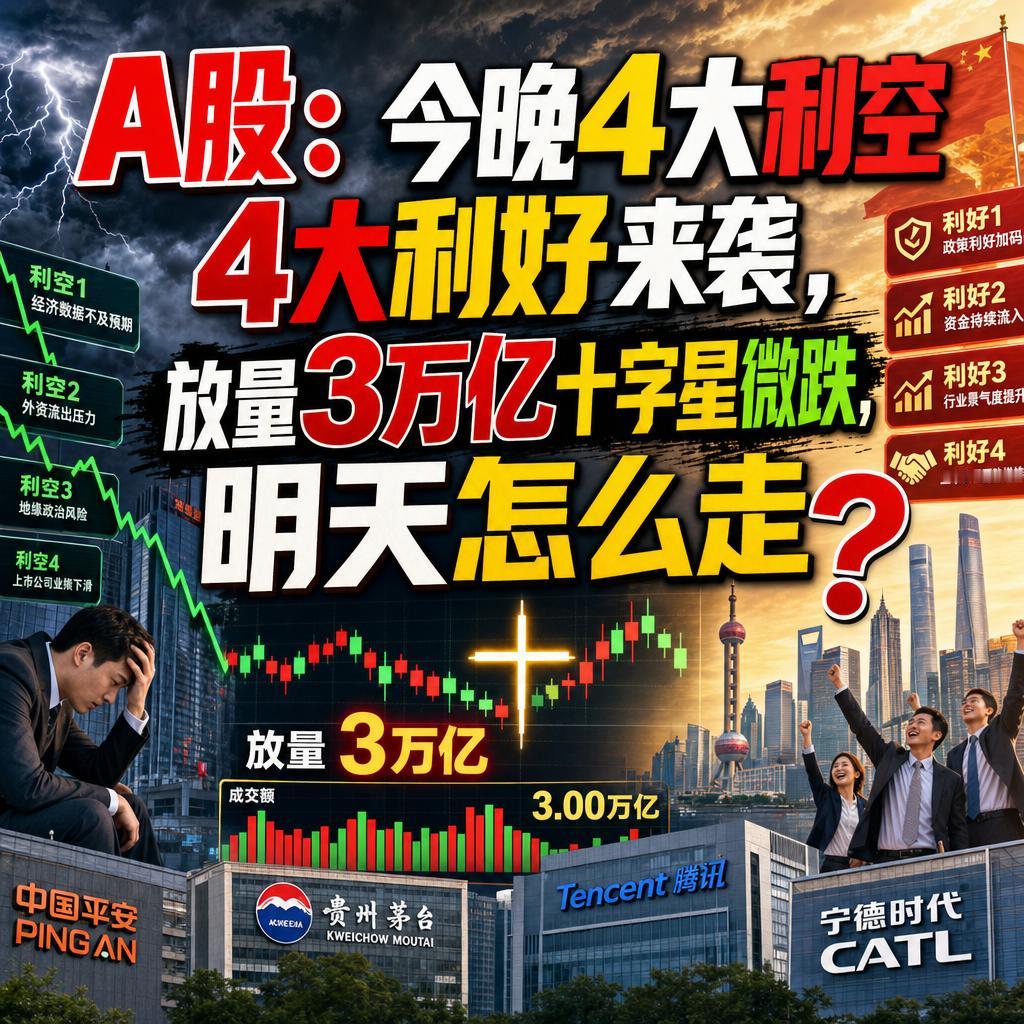很多人觉得十字星就是变盘信号，今天大盘要么暴涨要么暴跌。
但今晚A股的盘面告诉我