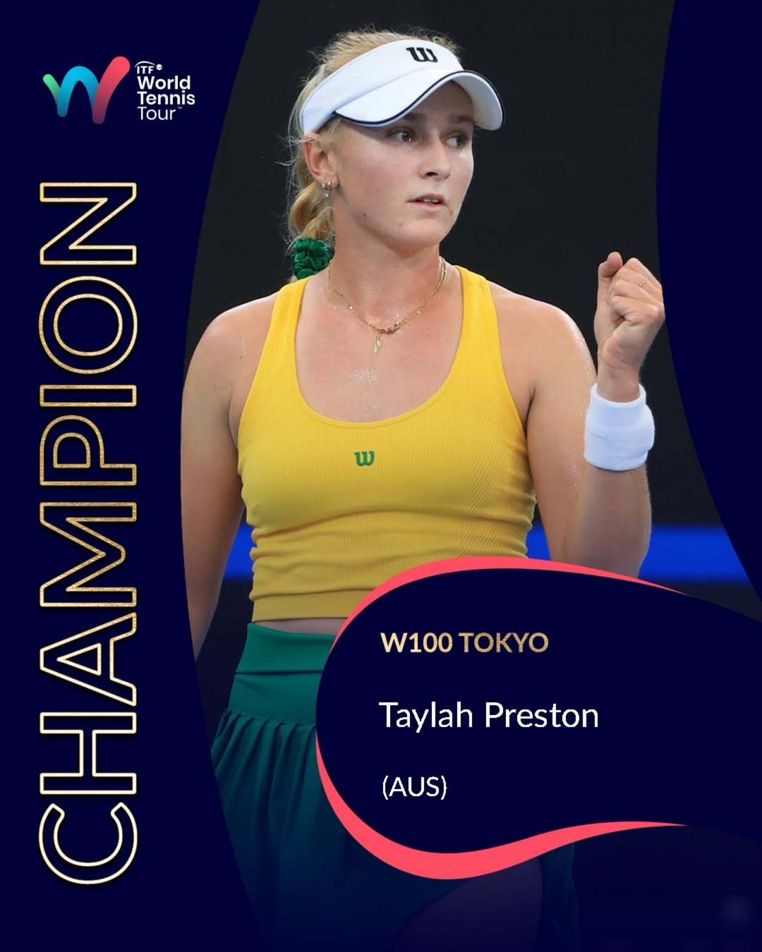 生涯最高级别冠军🏆20岁的澳洲小将普雷斯顿在W100东京站决赛中，以6-1 4