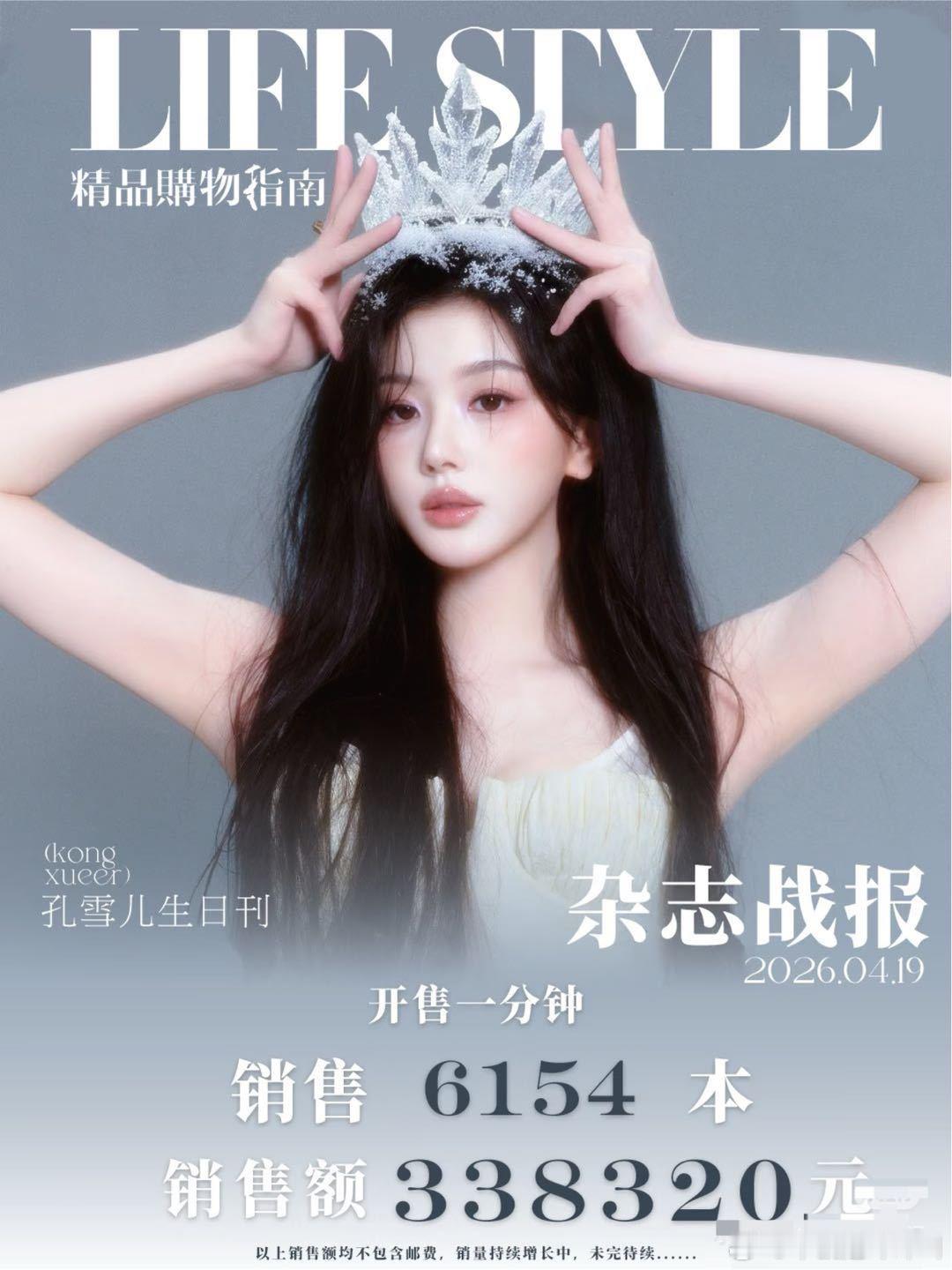 孔雪儿LIFE STYLE生日刊1分钟销量6154本、销售额33.83w 雪丝好