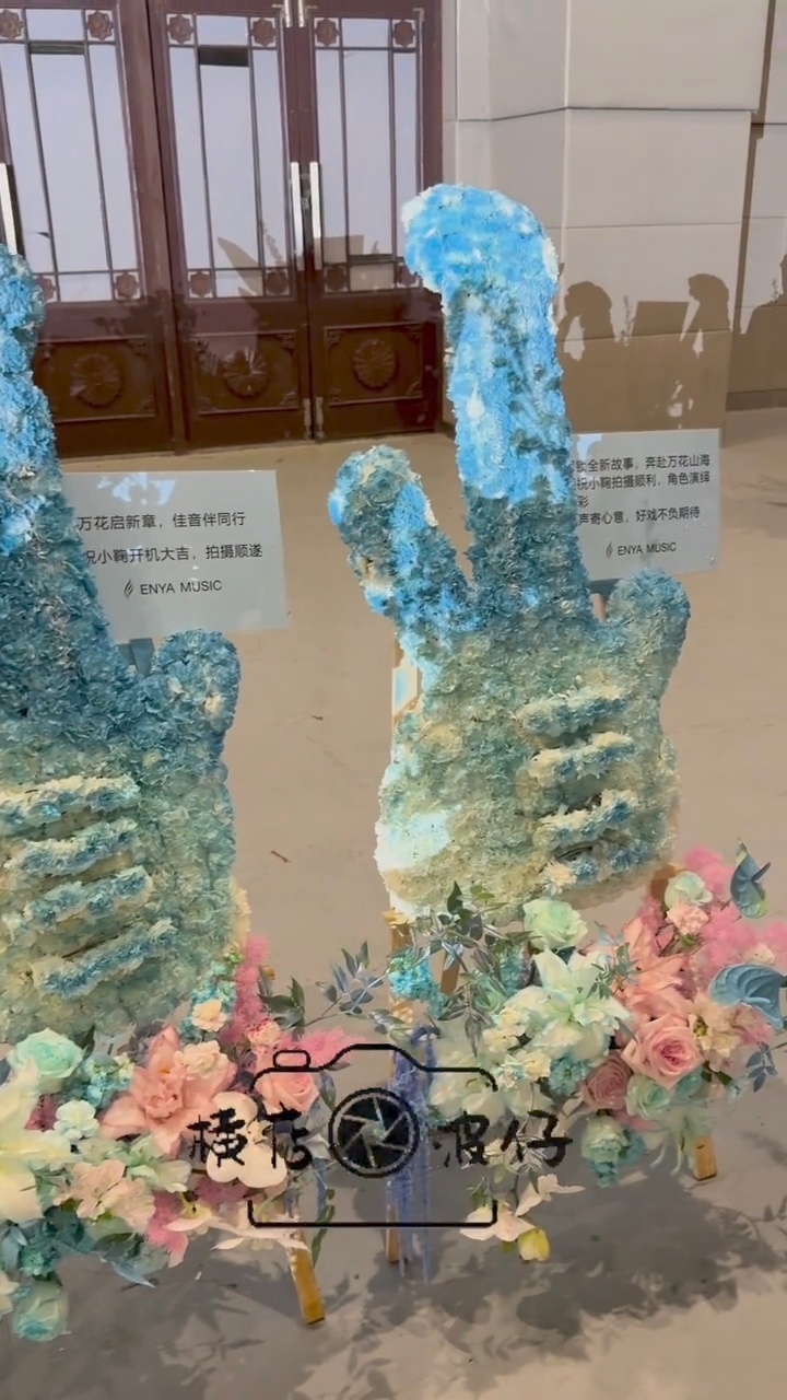 拉芳和恩雅乐器给鞠婧祎万花世界开机送花篮了，品牌方又偷偷藏不住了