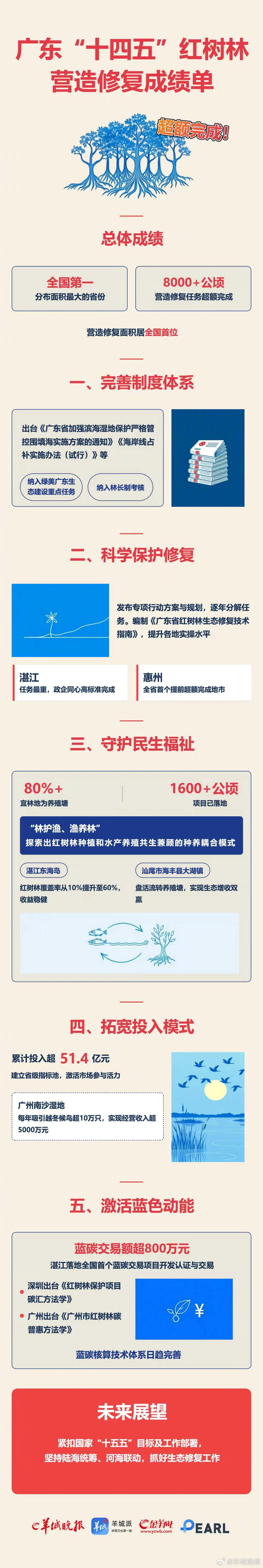 #广东十四五红树林营造修复面积居全国首位#一图读懂｜累计营造5506.79公顷、