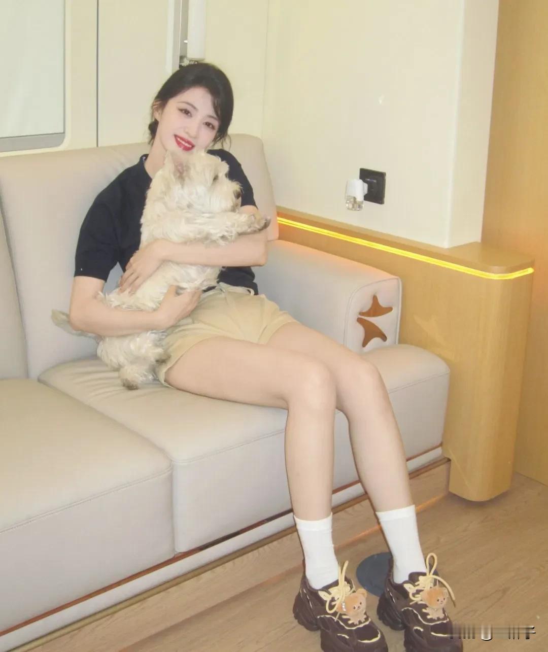 玉人抱犬坐，笑语入云霄。