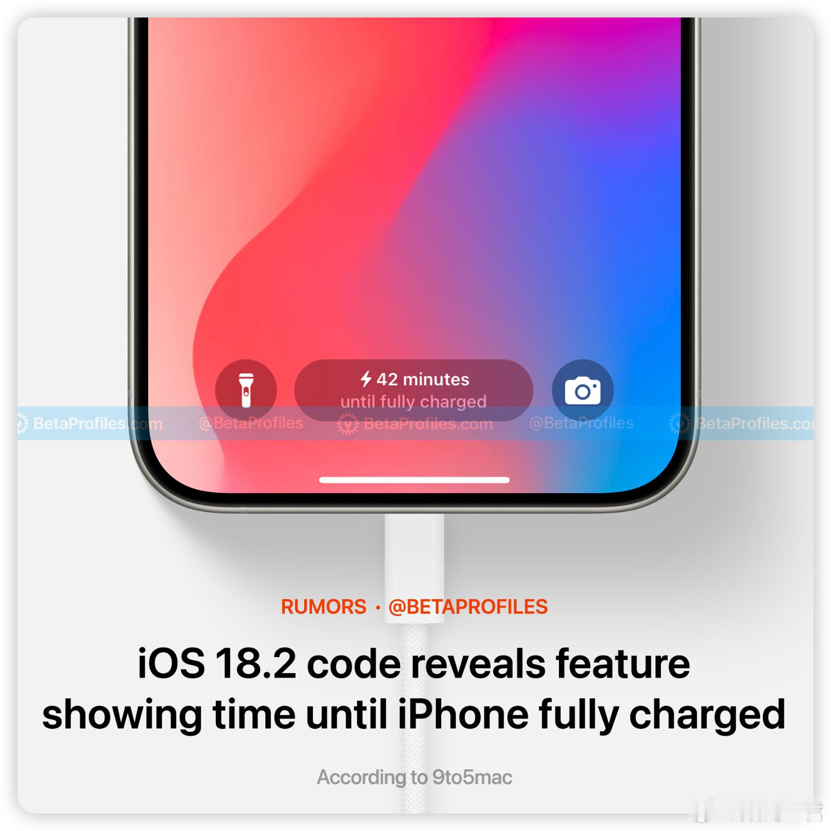苹果预计在iOS18.2 中，加入显示「iPhone充电预估剩余时间」。又被果子