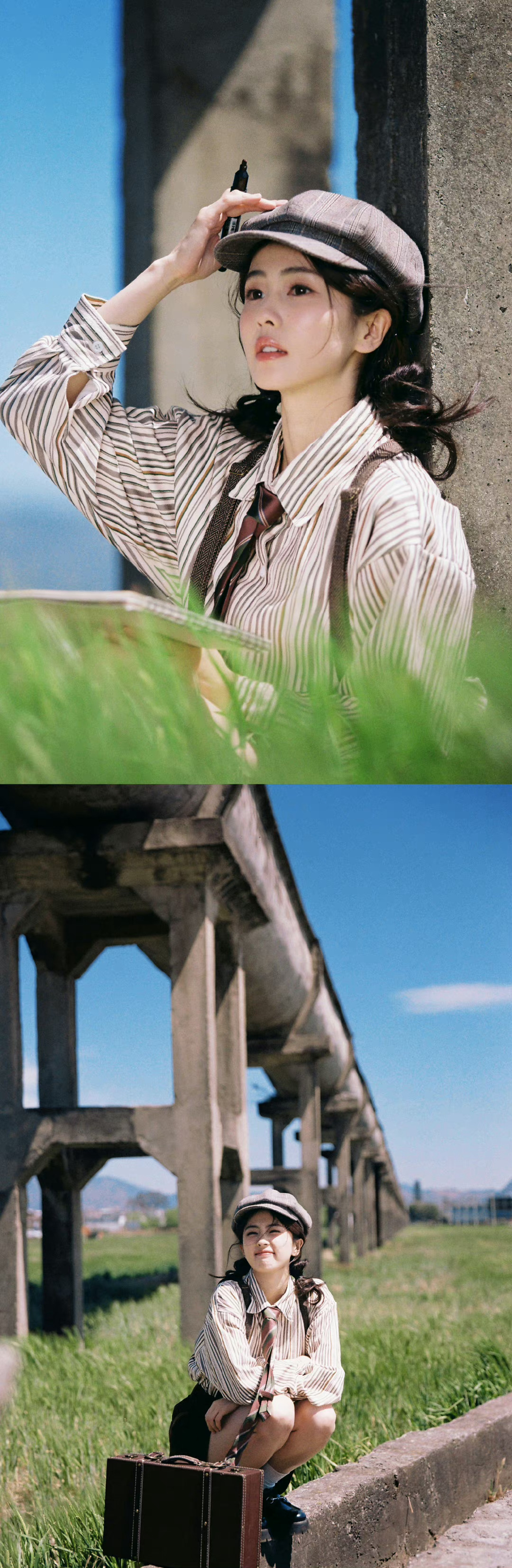 #白鹿[超话]# 🩵#白鹿背带裤条纹衬衫#🩵#白鹿北上# 🩵#白鹿夏凤华#