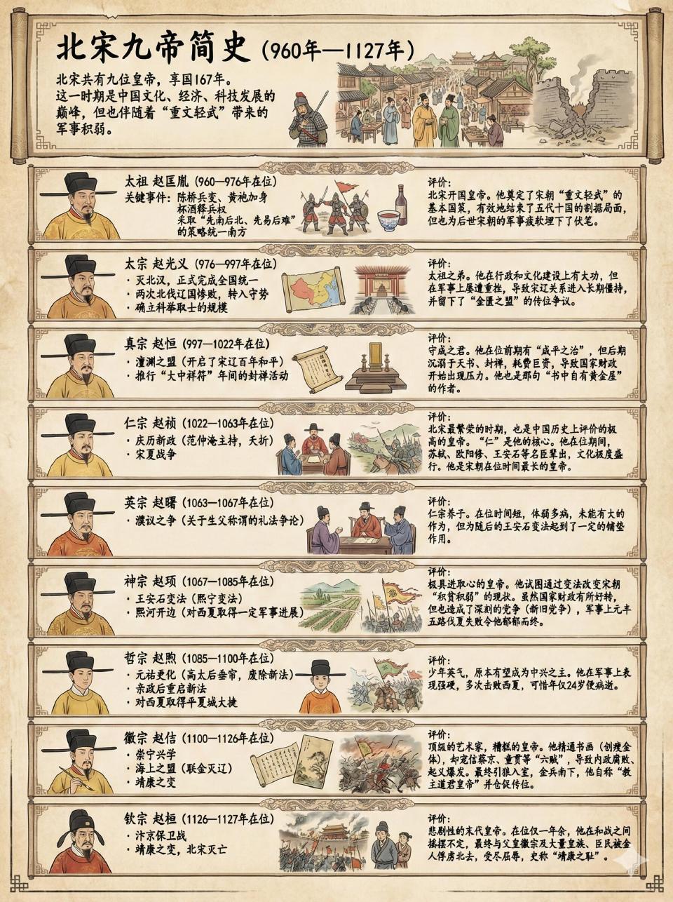 一组图了解北宋皇帝。 