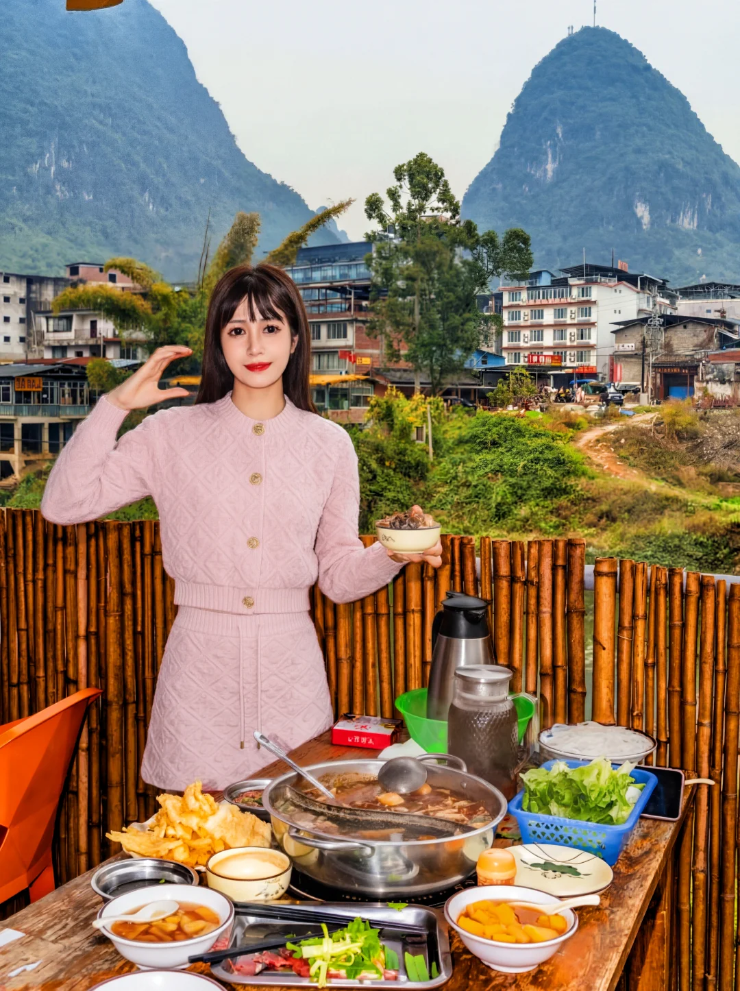 阳朔市井美食‼️鲜切肉+酸笋辣汤超正宗