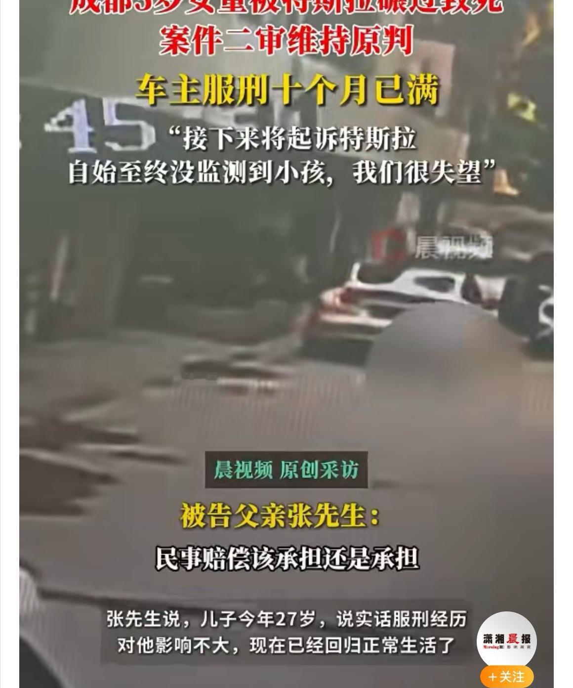 成都一名5岁女童在小区不幸被特斯拉车辆碾压致死，车主服刑十个月后已释放，但事情远