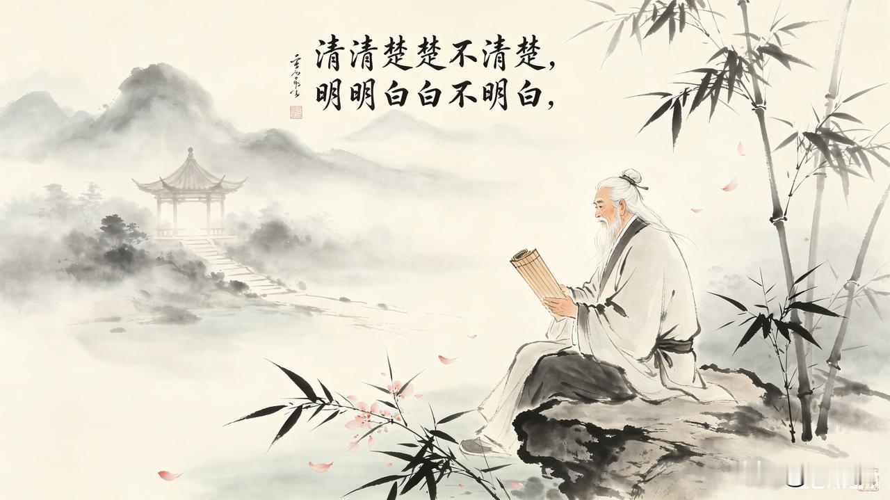 上联：清清楚楚不清楚
下联：明明白白不明白