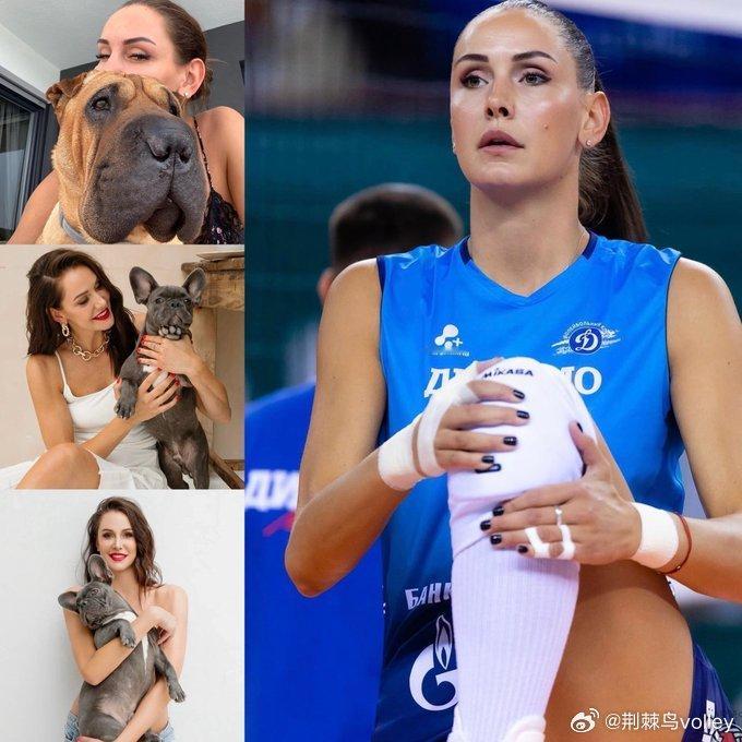 冈察诺娃和她的宝贝狗！今年也是超模效力莫斯科迪纳摩的第20个赛季。女排 国际排坛