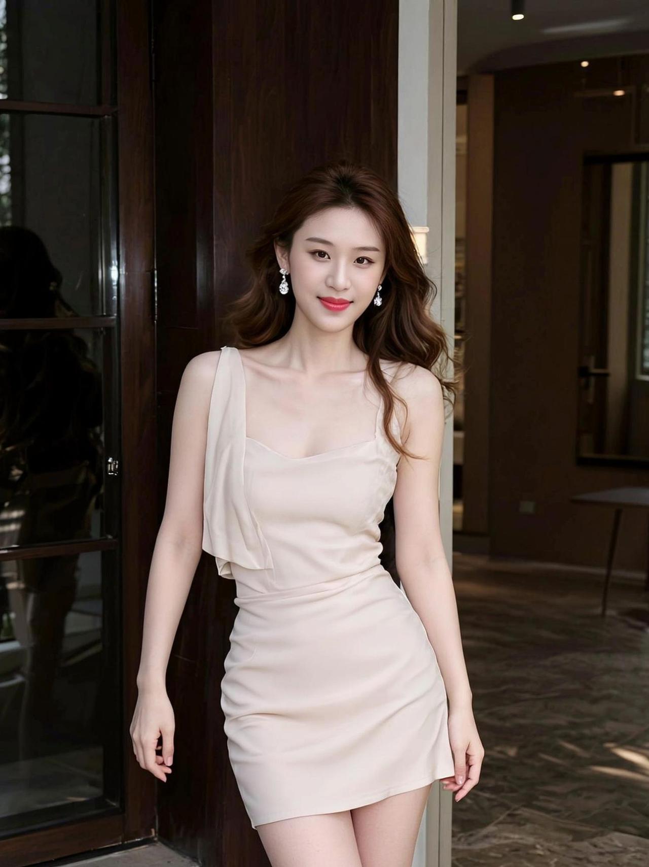 春日的暖阳洒在身上，轻柔的微风拂过脸庞，仿佛时间都慢了下来。一袭简约的裙装，勾勒