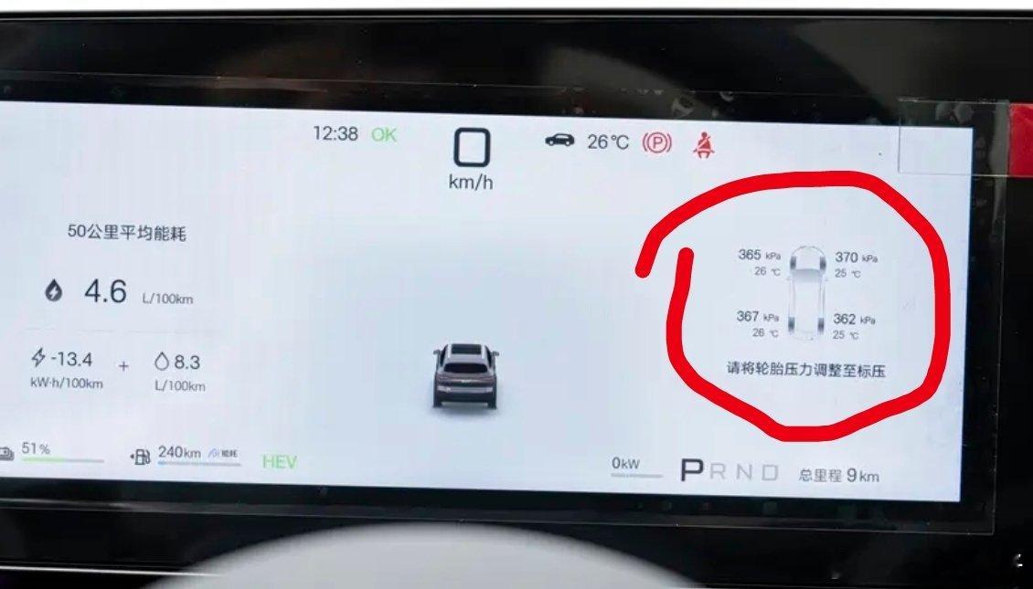 刚才看某汽车垂媒的文章瞄到图里这个胎压，虎躯一震媒体试驾车都能给搞出这么离谱的胎