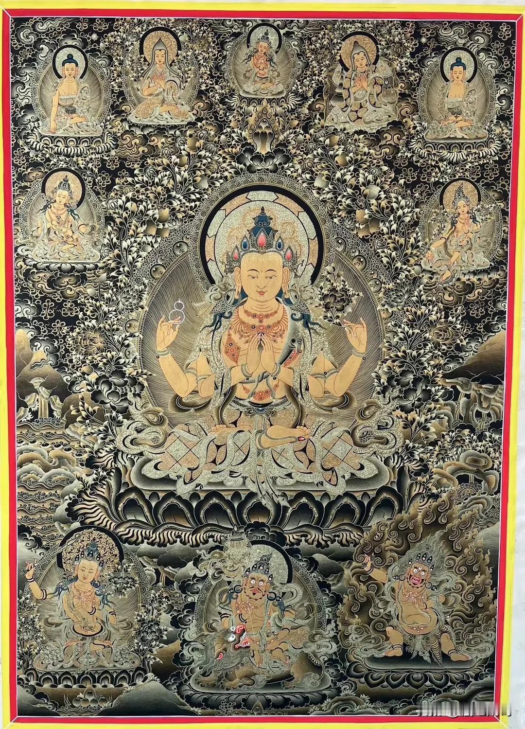 四臂观音，黑金版本[合十]