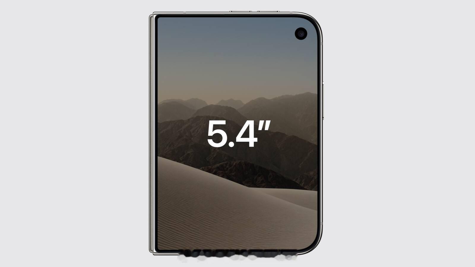 iPhone Duo 外屏尺寸为 5.4 英寸，内屏尺寸为 5.4 英寸，内外屏