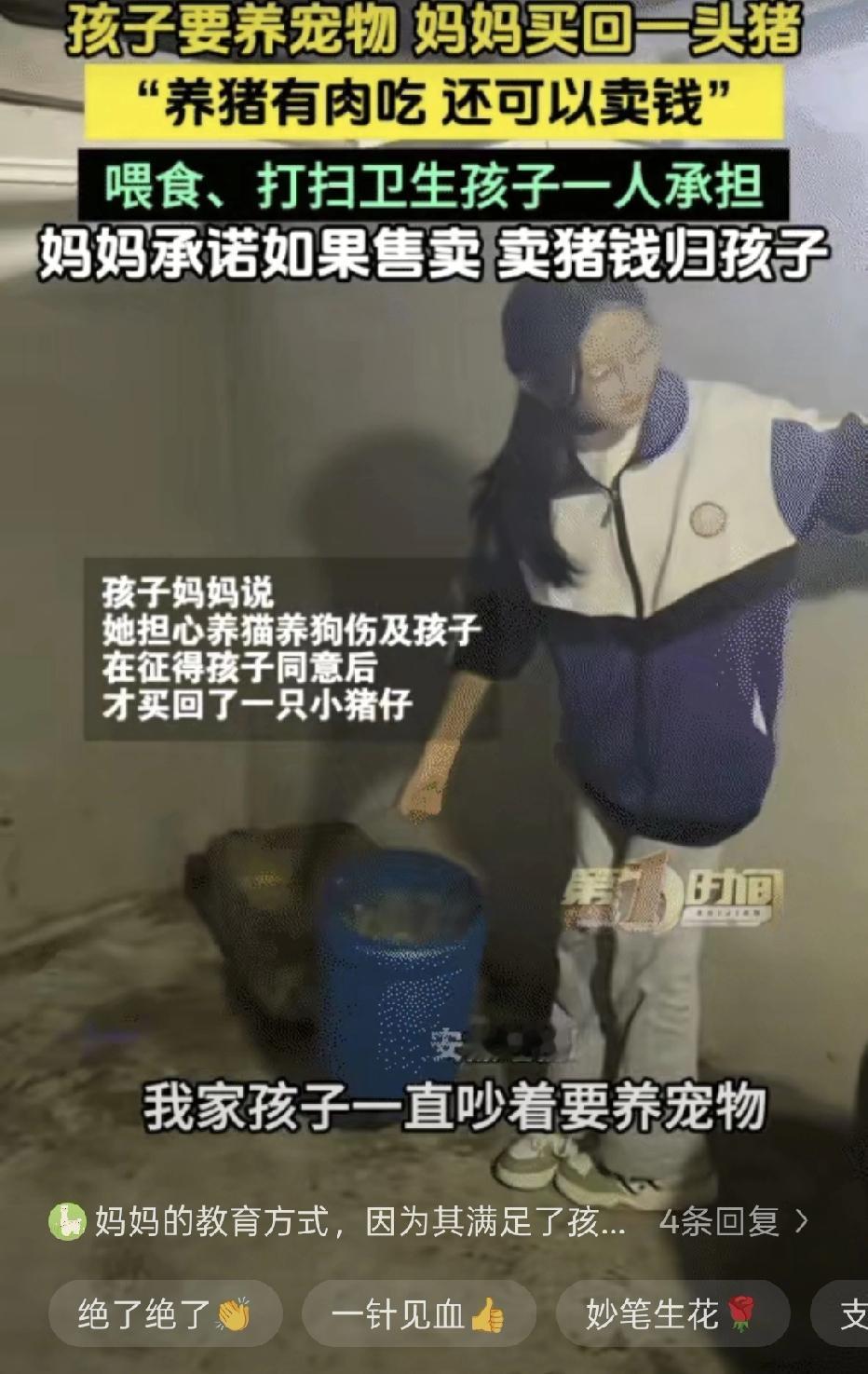 “太有经济头脑了！”贵州平塘，孩子要养宠物。没想到，妈妈买回一头猪让孩子养。妈妈