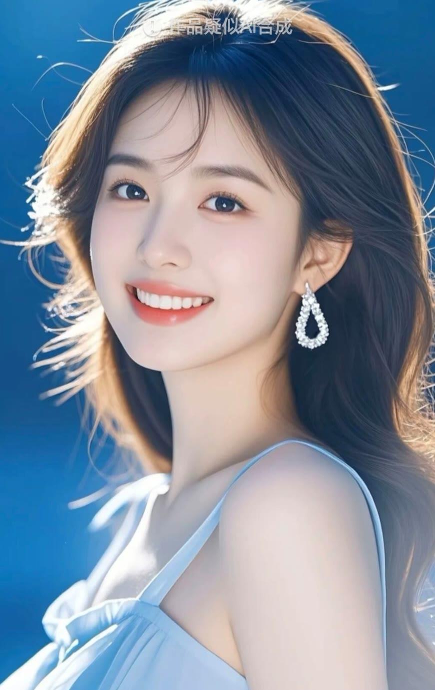 阳光下的甜美笑容，闪耀的耳环，清新动人！🌞💎✨
