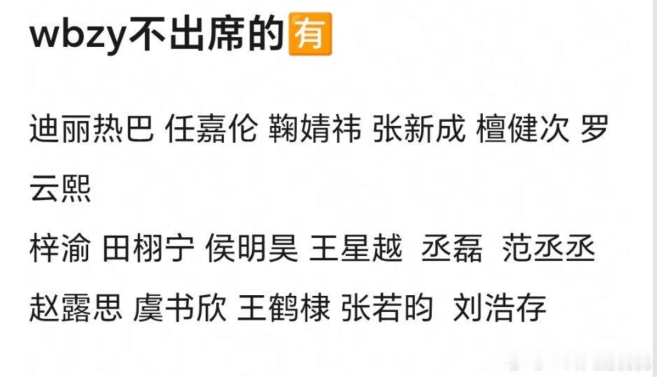 大眼之夜目前确定不出席的👇🏻 