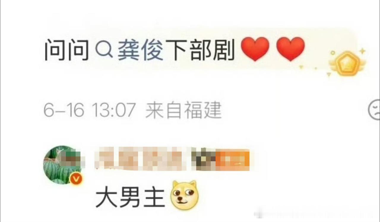 已阅，龚俊下一部剧《大男主》！🍉🆙速度退下！