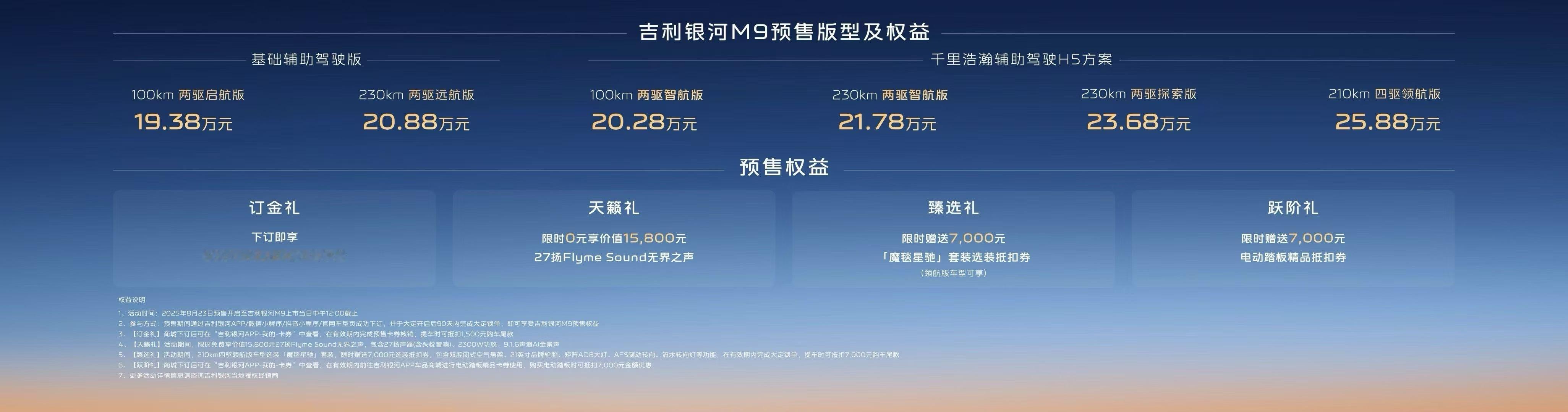 人民的M9来了预售价19.38万起吉利银河M9的正式上市价格岂不是有可能17打头