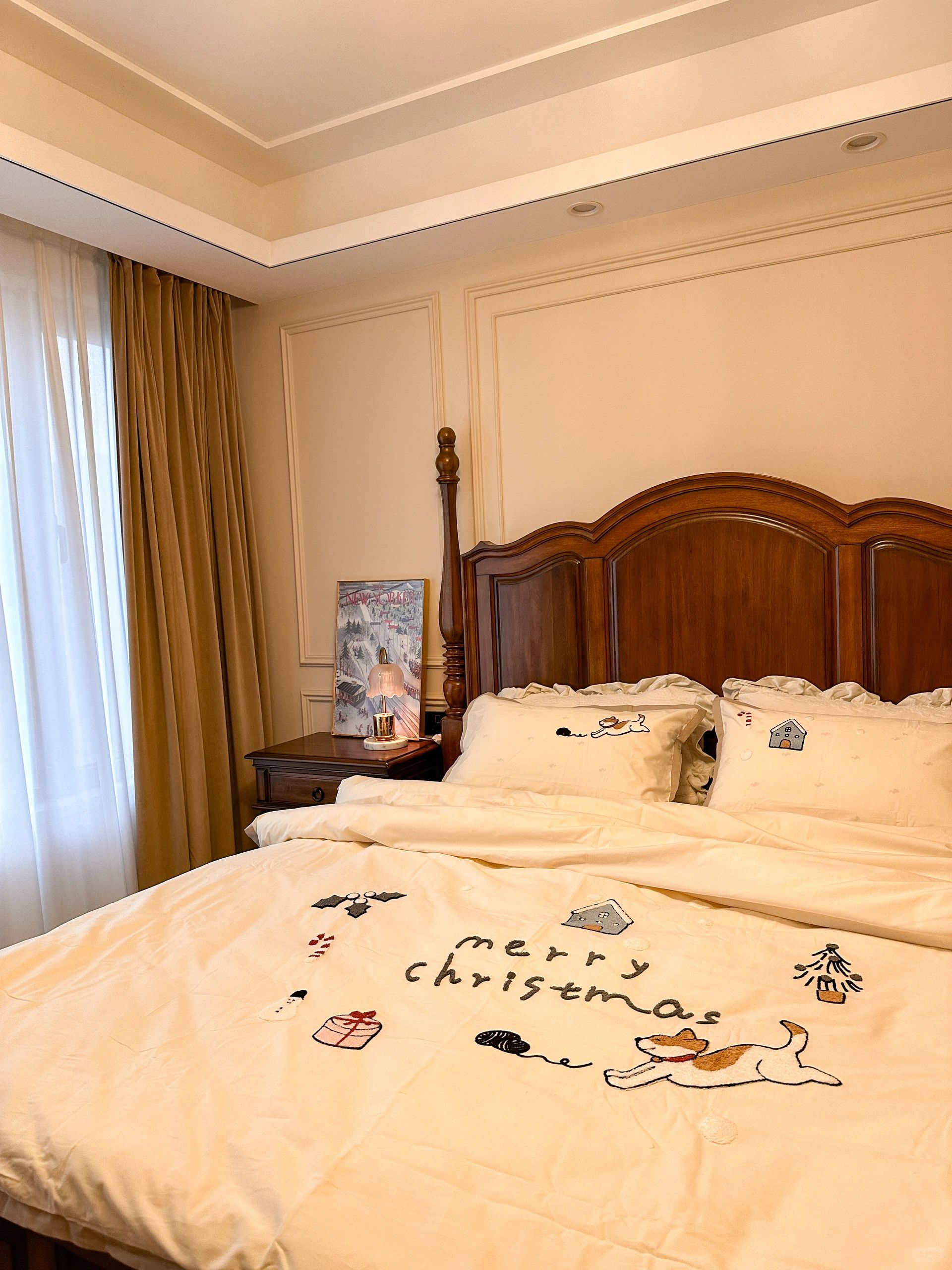 Room at night | 氛围感卧室圣诞布置🛏️